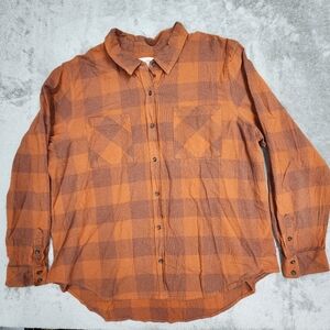 Universal Thread Shirt Womens Small XXL Long Sleeve Button Up Plaid Orange 383